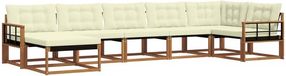 vidaXL Coin lounge set 7-piece Solid Acacia wood Natural and Cream