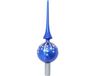 Krebs Gedecoreerde kerst piek - blauw - zilveren glitter sterren - 28 cm - glas - luxe kerstdecoratie