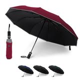 KEPLIN Opvouwbare reisparaplu, automatisch openen en sluiten, ergonomische handgreep, 10 baleinen golfparaplu, draagbaar, dun, sterk, licht, reisgoedgekeurd, Roze