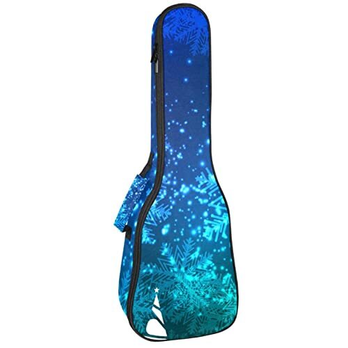 Mersov Tenor Ukulele Gigbag Waterdichte Ukelele Case Gewatteerde Rugzak, Geweldig voor Sopraan Concert (21/23/24") Mooie Blauwe Vrolijk Kerstfeest