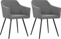 vidaXL Eetkamerstoelen 2 stuks stof lichtgrijs