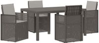 vidaXL Tuin Eettafel Set met Kussen 5 pcs Lichtgrijs PP