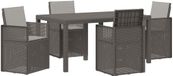 vidaXL Tuin Eettafel Set met Kussen 5 pcs Lichtgrijs PP