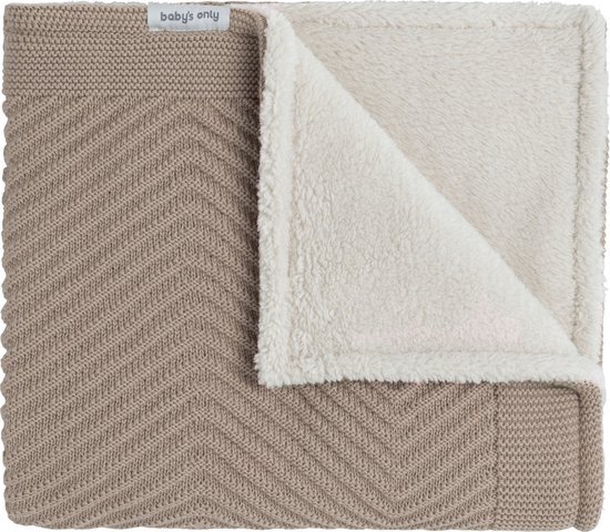 Baby&#39;s Only Ledikantdeken Grace teddy - Baby deken gemaakt uit katoen en acryl - Visgraatmotief - Herfst en winter deken - 2.4 TOG - 100 x 135 cm - Beige