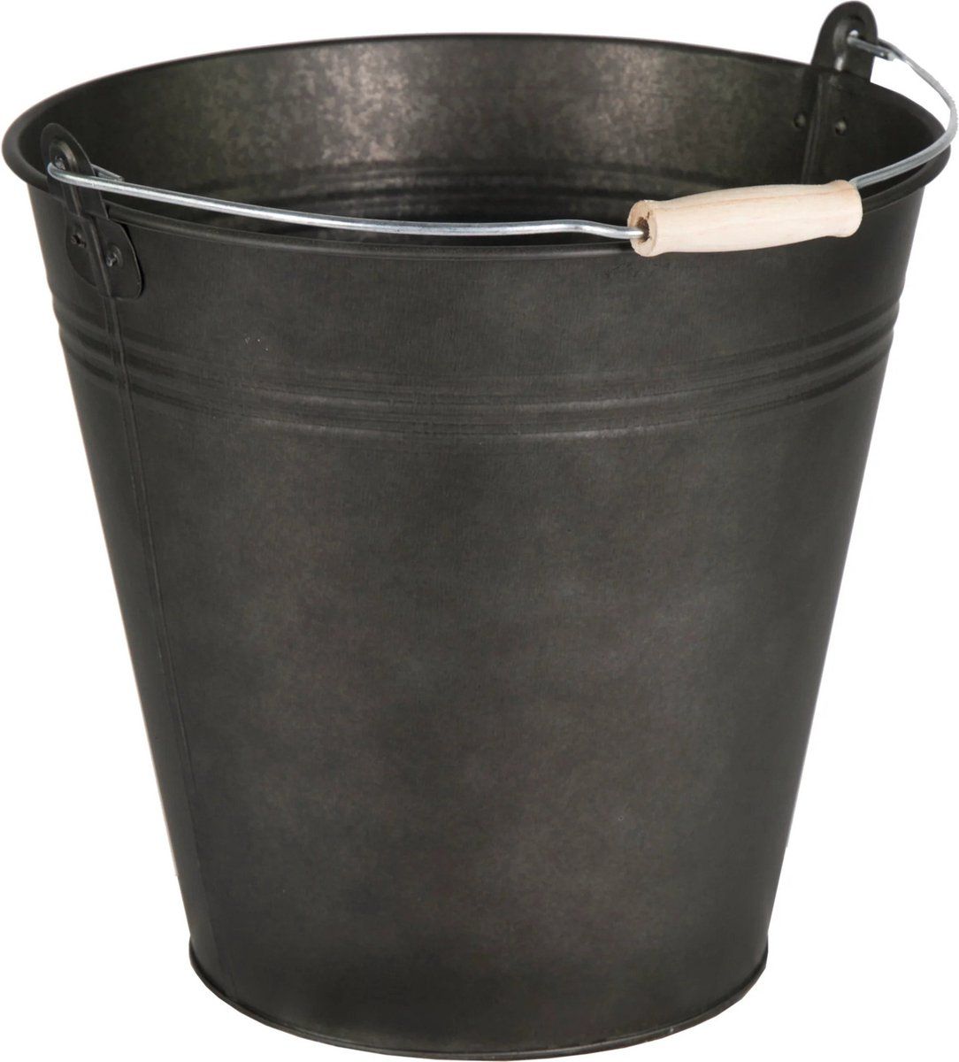 Mega Collections Bloempot/Plantenpot/Emmer - zink - zwart - D28 x H27 cm - 8720768468905