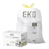 EKO Easy-Dispense Roll 60 Count Extra Sterke Trekkoord Keuken Vuilniszakken - 21 Gallon (79,5L) 60 pack, Wit, EK33707B