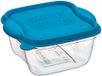 Mongardi 2093C98 Mongarid vierkante vorm voedsel containers, 0,5 liter, kunststof, transparant/blauw