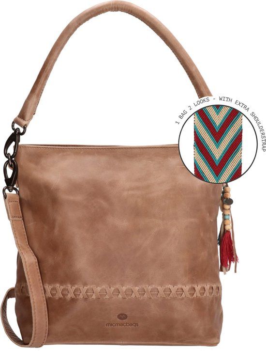 Micmacbags Hide & Stitches Friendship Schoudertas - Zand - Leer