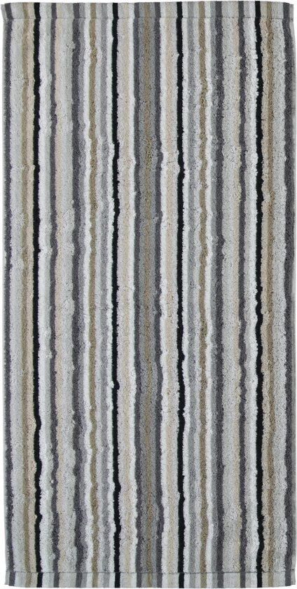 Cawö Lifestyle Streifen Handdoek kiezel 70x140 100% Katoen