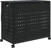 vidaXL Wasmand op wielen 66x35x60 cm rattan zwart