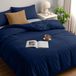 TRANKIELO® - Housse de couette 200x200 cm + 2 taies d'oreiller 50x75 cm - Microfibre - Couleur marine - Durable
