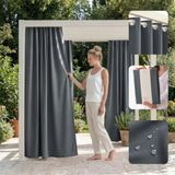 ROOM99 Garden Line Outdoorgordijn met ogen, 155 x 250 cm (b x h), buitengordijn, weerbestendig, waterdicht, inkijkbescherming, zonwering, winddicht, donkergrijs, 1