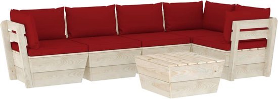 vidaXL 6-delige Loungeset met kussens pallet vurenhout