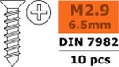 Revtec - Vis tête fraisée autoforeuse - 2,9x6,5mm - Acier galvanisé - 10 pièces