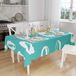 Bonamaison Tafelkleed, Anti-Mold, Sneldrogend, Waterdicht, 100% Polyester Tafellaken, Turkoois, wit, 140 x 160 Cm