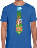 Bellatio Decorations Shoppartners Bv Blauw Paas t-shirt met paashaas stropdas - Pasen shirt voor heren - Kledingmaat S