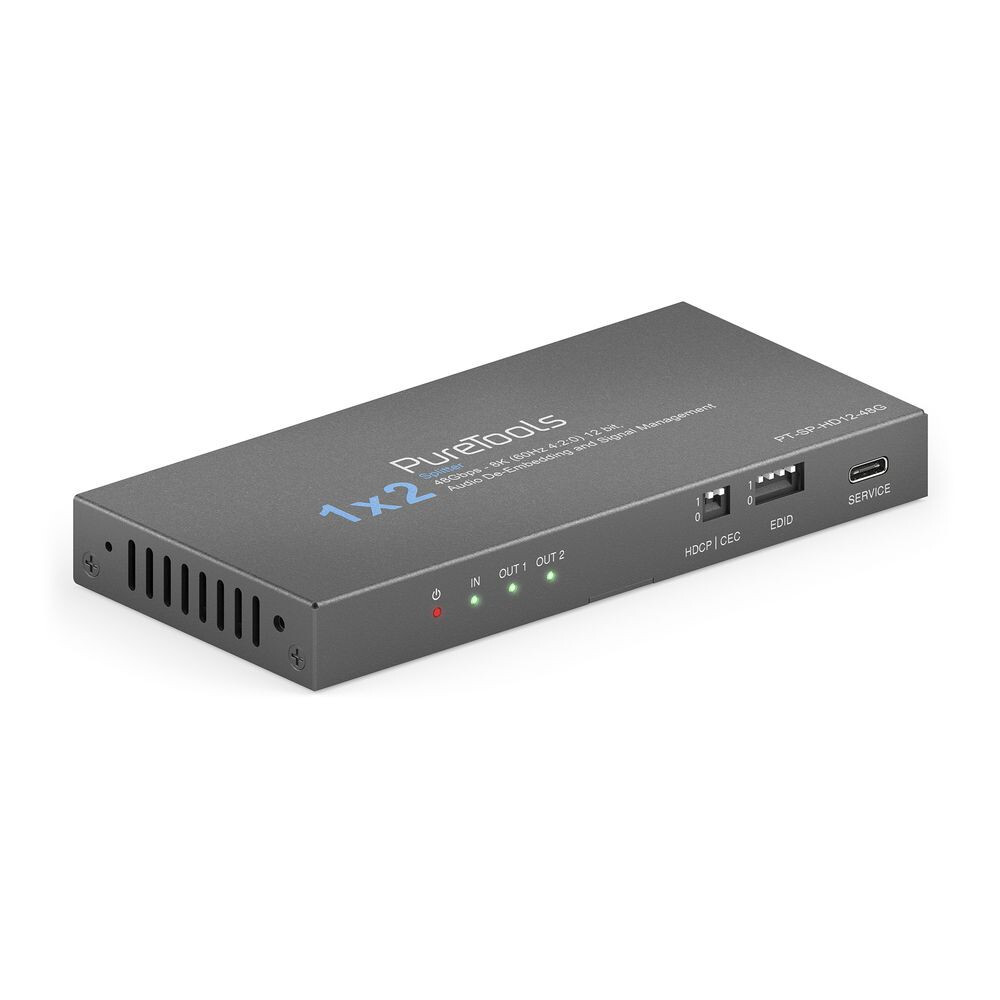 Purelink Purelink PureTools - 1x2 HDMI2.1-splitter - 48Gbps - 8K (60Hz 4:2:0) 12 bit, Audio De-Embedding en Signaalbeheer