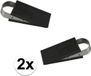Ben Tools Deurstopper klem / wig - 12,5 cm - RVS / Rubber - zwart - 2 stuks