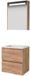 Basic-Line Premium 46 Badkamermeubelset - 60 x 46 cm - Greeploos - 2 Lades - Acryl Wastafel - 1 Kraangat - Spiegelkast met LED Verlichting - Whisky Oak