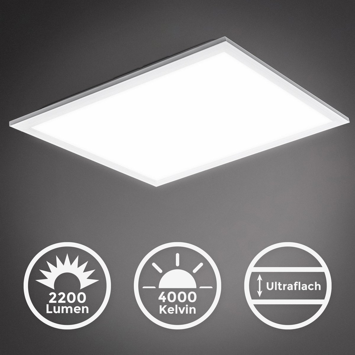 B.K.Licht - LED Paneel - witte plafondlamp - ultra plat plafonniére (6cm) - l:45cm - 4.000K - 2.200Lm - 22W