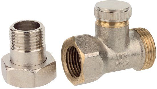 KIRCHHOFF Radiator Fitting - Vernikkeld - Recht Doorloop - Afsluitbaar