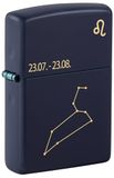 Zippo Stormaansteker, Zodiac Leo, mat-marineblauw, lasergravure, navulbaar, herbruikbaar, windbestendig design, cadeaudoos, gemaakt in de VS