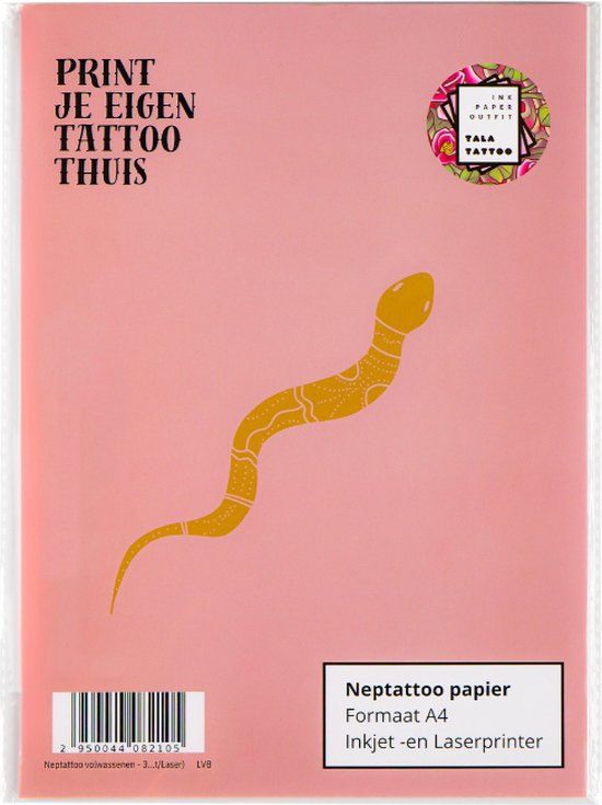 Talatattoo Neptattoo volwassenen - 3 vellen A4 - tijdelijke tattoo - zelf design printen