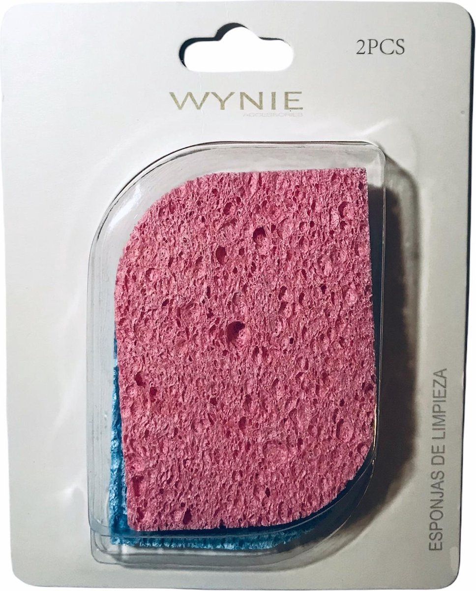 Wynie Accessories Wynie - Gezichtsreiniging Spons / Facial Pad - Blauw/Roze - Rechthoek - 2 stuks