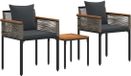 vidaXL - Salon de jardin avec coussins - 4 places - Polyrotin - Gris et Gris foncé