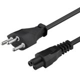 PremiumCord Netsnoer 230 V voor laptop, stroomkabel met Zwitserland-stekker naar koudaanbus C5, pc-netsnoer 3-polig, kleur zwart, lengte 2 m