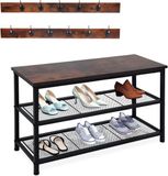 Merkloos Relaxdays Schoenenrek met kapstok - 80 cm breed - metaal