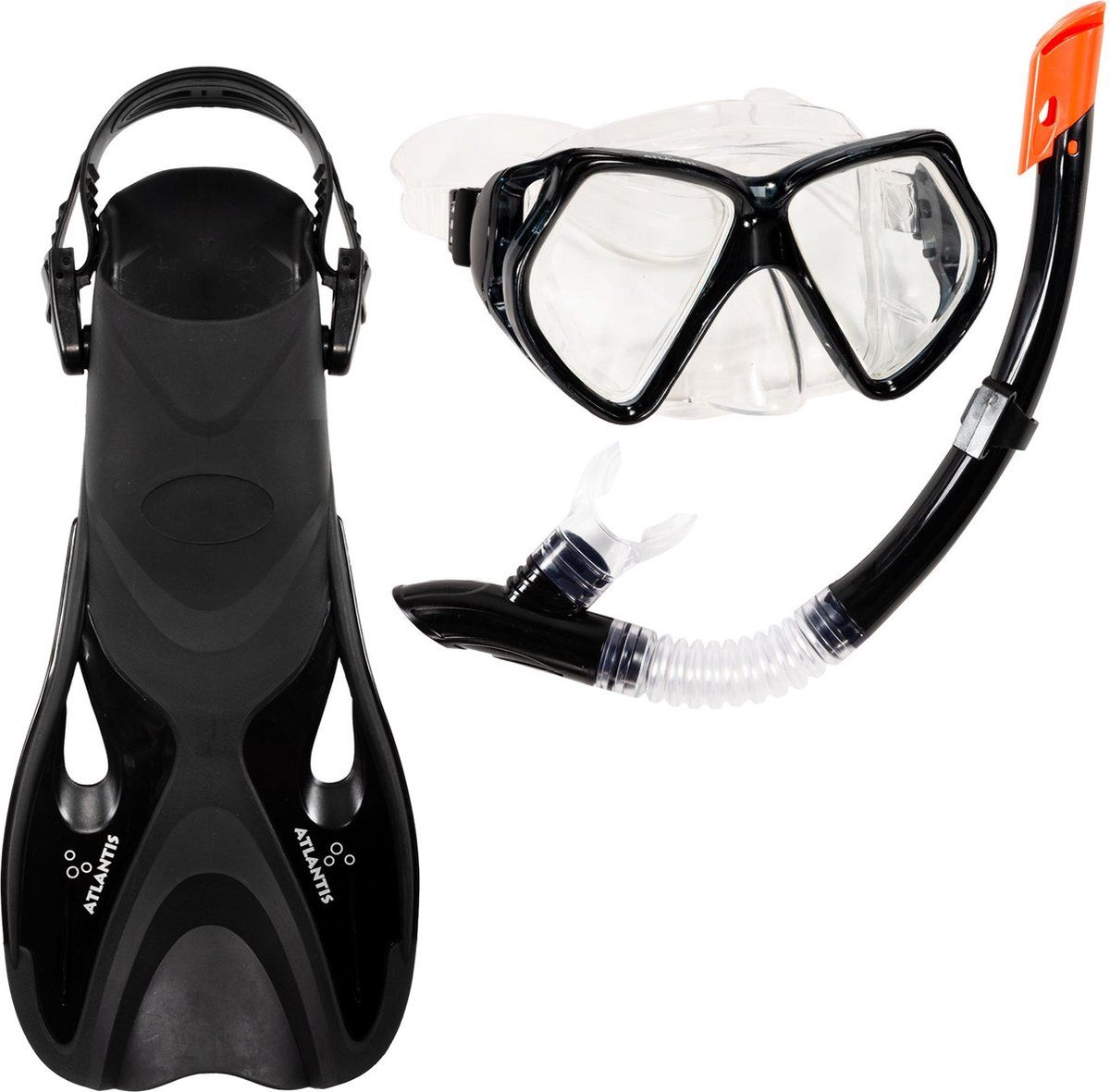Atlantis Andros Set - Snorkelset - Volwassenen - Zwart - Maat 42-45