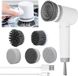 Bol Brosse de nettoyage électrique 2 vitesses brosse sans fil avec 6 têtes de brosse interchangeables pour le nettoyage de la salle de bain - blanc