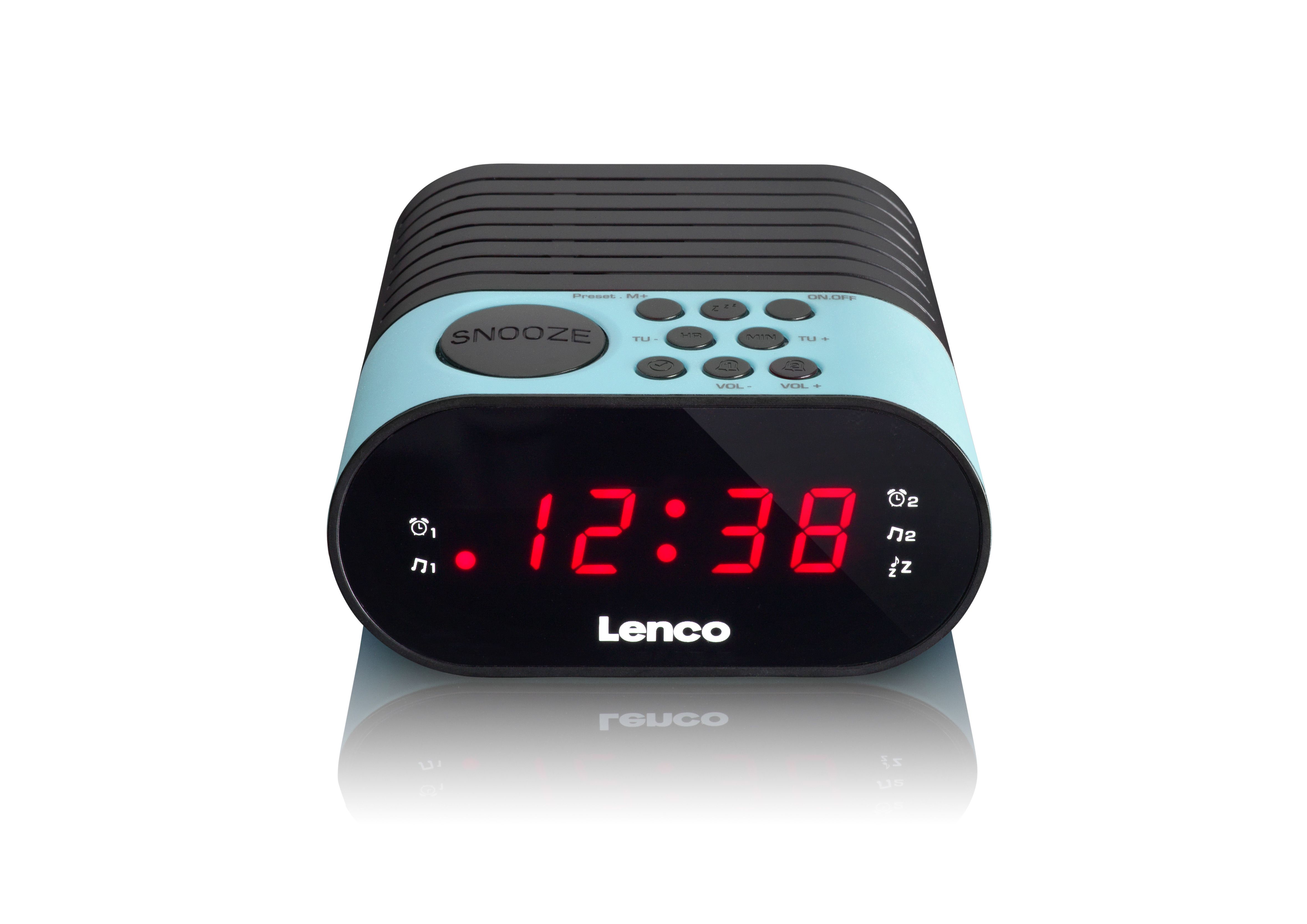 Lenco CR-07 Klokradio - Zwart/Blauw - FM - Dubbel Alarm