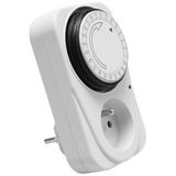 GTV Mechanische timer, timer, stopcontact, dagelijkse aan/uit-cyclus, dag-timer voor betrouwbare bediening, 24-uurs programma, analoge tijdschakelstopcontact voor binnen