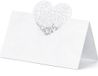 Partydeco Naamkaartjes / plaatskaartjes hart - Bruiloft - wit - embossed - 10x stuks - 9 x 6,5 cm