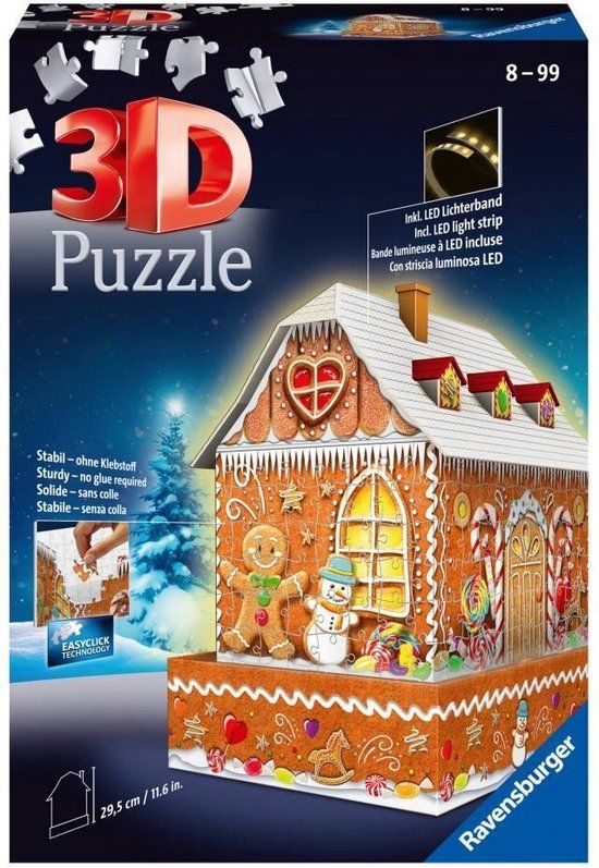 Ravensburger Kerst Gingerbread House Night Edition 3D Puzzel - 216 Stukjes