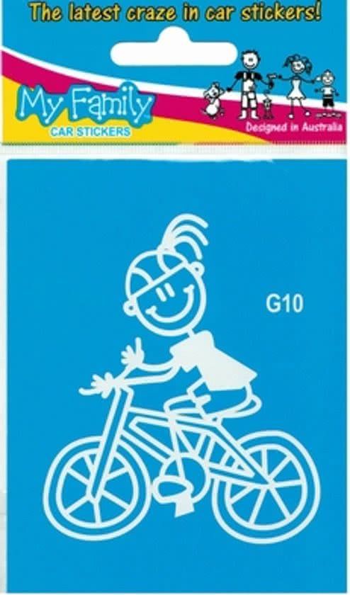 The Sticker Family Meisje met fiets autosticker - 9343929001408