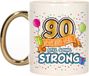 Bellatio Decorations Verjaardag cadeau mok 90 jaar - goud - veteranen team - 300 ml - keramiek