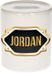 Bellatio Decorations Shoppartners Bv Spaarpot met voornaam Jordan - wit - met goud/zwart embleem - 8 x 9 cm - keramiek - met afsluitdop - cadeau verjaardag