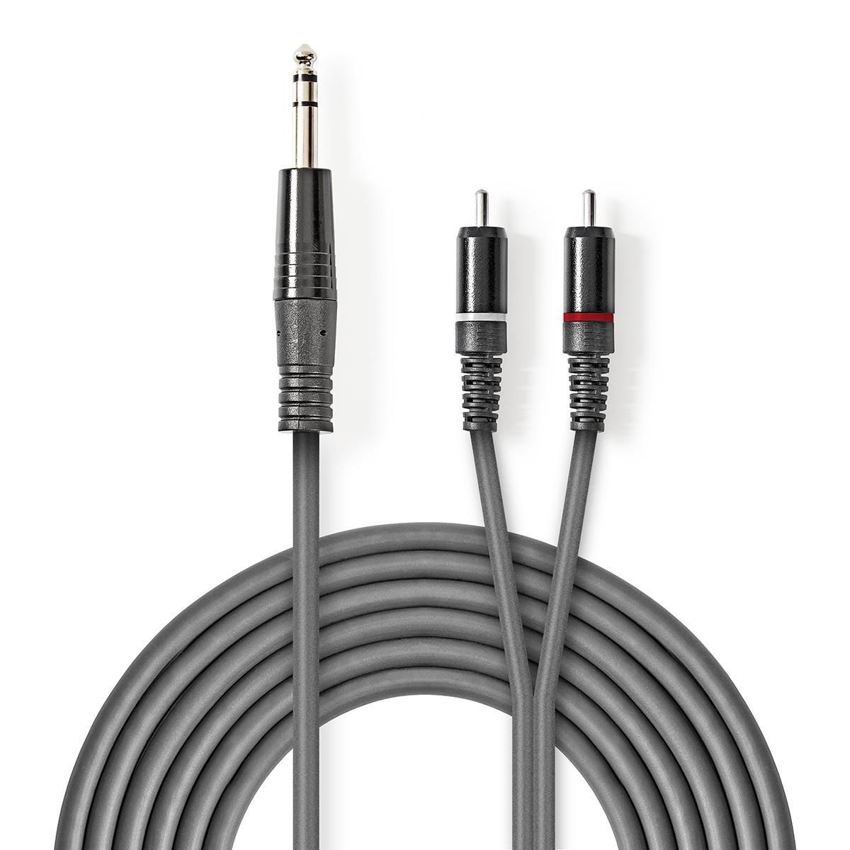 Nedis Audio Cable - 6.35mm Male to 2x RCA Male - 3m - Grey