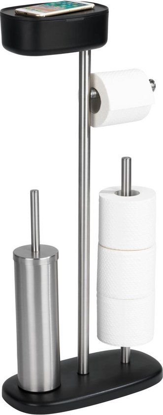 WENKO Rivazza Toiletbutler - RVS Zwart - 5 in 1 Toiletset