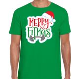 Bellatio Decorations Merry fitmas Kerstshirt / Kerst t-shirt groen voor heren - Kerstkleding / Christmas outfit S