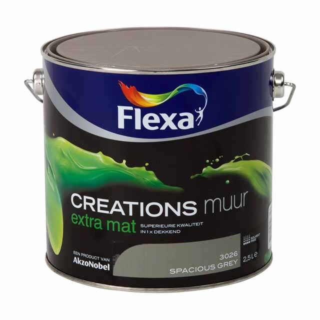 FLEXA Creations Muurverf - Extra Mat - Spacious Grey - 2 5 liter