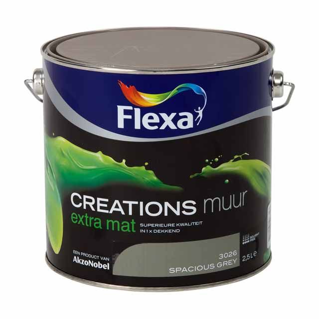 FLEXA Creations Muurverf - Extra Mat - Spacious Grey - 2.5 liter - 8711113106313