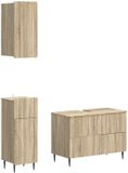 vidaXL 3-delige badkamerkast set ZWOLLE Sonoma Eiken Bewerkt hout