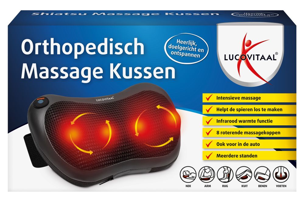 Lucovitaal Orthopedisch Massage Kussen Shiatsu - Zwart