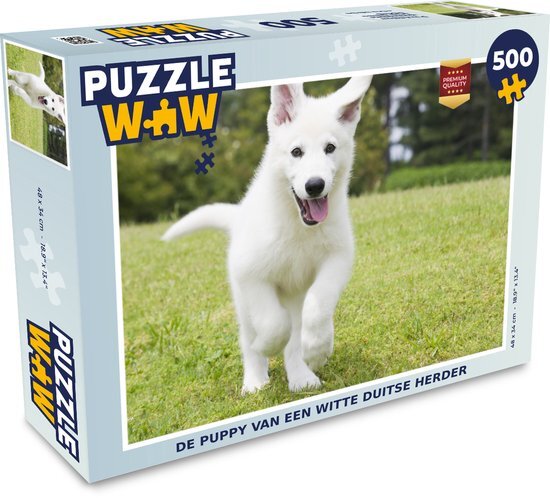 MuchoWow Puzzel De puppy van een witte Duitse herder - Legpuzzel - Puzzel 500 stukjes