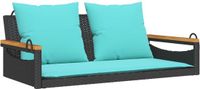 vidaXL Schommelbank met kussens 109x62x40 cm poly rattan zwart