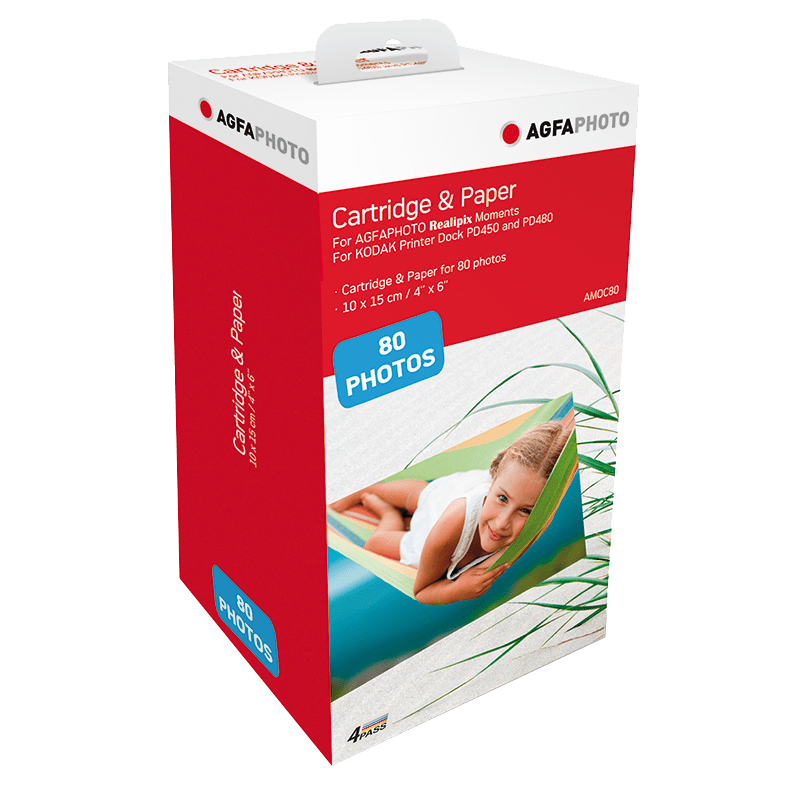 Agfa AMOC80 - Fotopapier - wit - verf-sublimatie - doos - KODAK Printer Dock PD450 and PD480